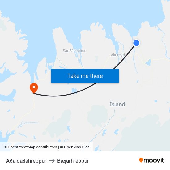 Aðaldælahreppur to Bæjarhreppur map