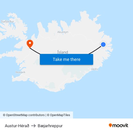 Austur-Hérað to Bæjarhreppur map