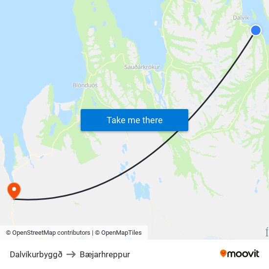 Dalvíkurbyggð to Bæjarhreppur map
