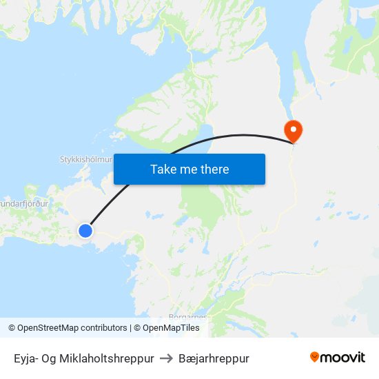 Eyja- Og Miklaholtshreppur to Bæjarhreppur map