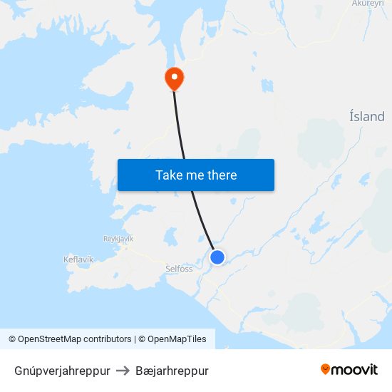 Gnúpverjahreppur to Bæjarhreppur map