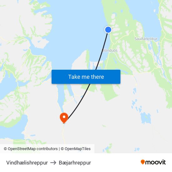 Vindhælishreppur to Bæjarhreppur map