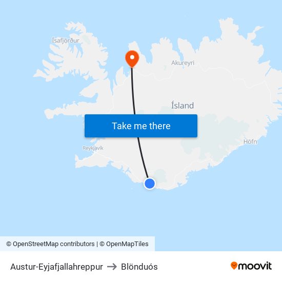 Austur-Eyjafjallahreppur to Blönduós map