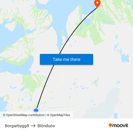 Borgarbyggð to Blönduós map