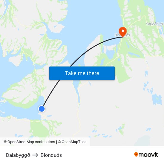 Dalabyggð to Blönduós map