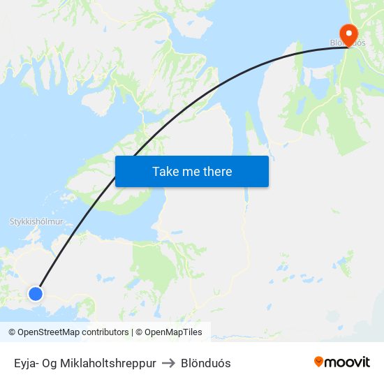 Eyja- Og Miklaholtshreppur to Blönduós map