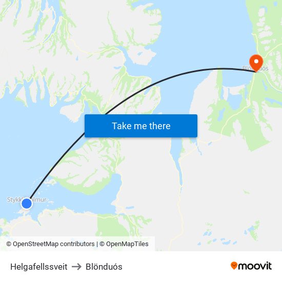 Helgafellssveit to Blönduós map