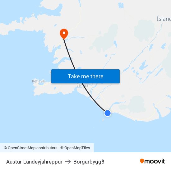 Austur-Landeyjahreppur to Borgarbyggð map