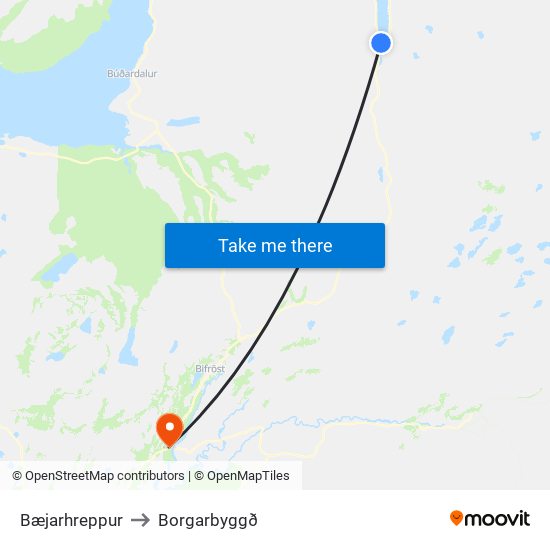 Bæjarhreppur to Borgarbyggð map