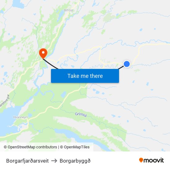 Borgarfjarðarsveit to Borgarbyggð map