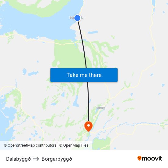 Dalabyggð to Borgarbyggð map