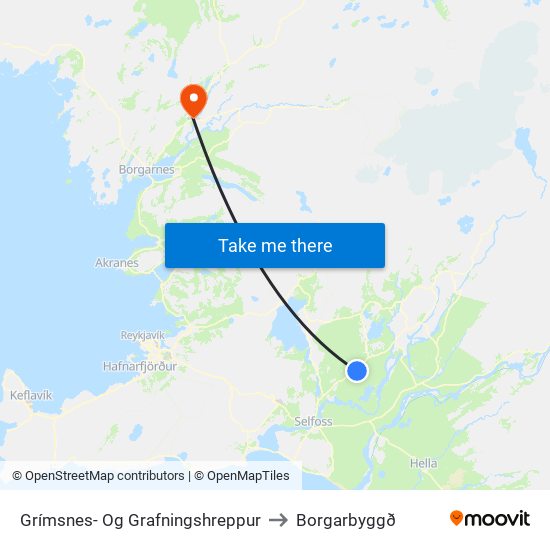 Grímsnes- Og Grafningshreppur to Borgarbyggð map