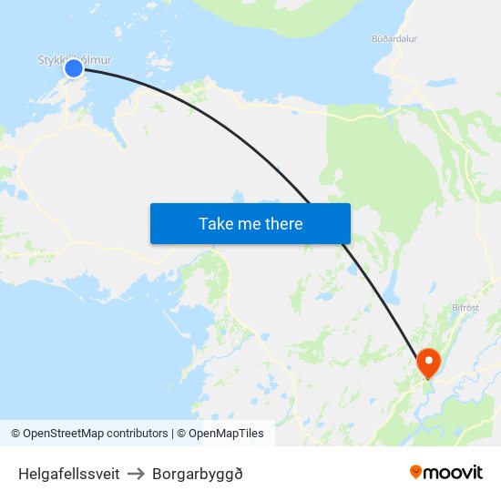 Helgafellssveit to Borgarbyggð map