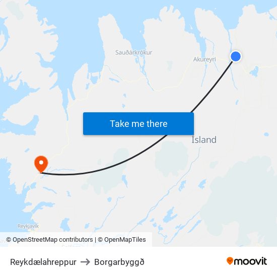 Reykdælahreppur to Borgarbyggð map