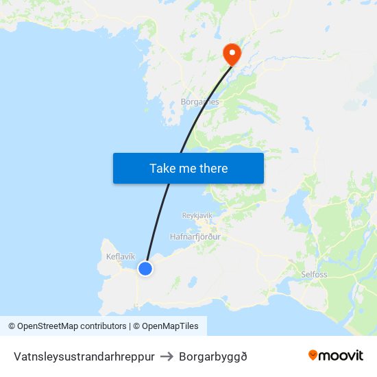 Vatnsleysustrandarhreppur to Borgarbyggð map