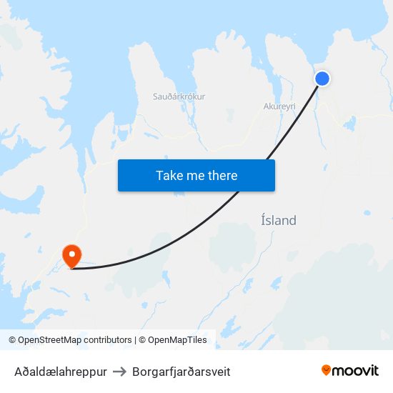 Aðaldælahreppur to Borgarfjarðarsveit map