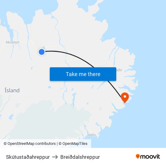 Skútustaðahreppur to Breiðdalshreppur map