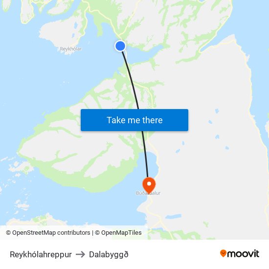 Reykhólahreppur to Dalabyggð map