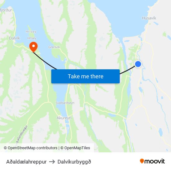 Aðaldælahreppur to Dalvíkurbyggð map