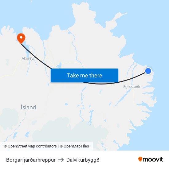 Borgarfjarðarhreppur to Dalvíkurbyggð map