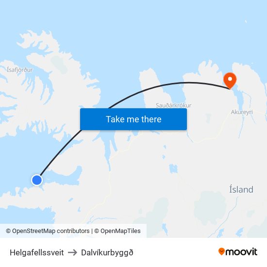 Helgafellssveit to Dalvíkurbyggð map