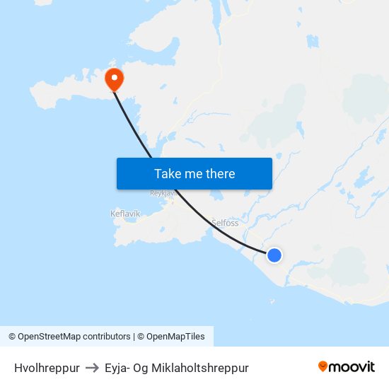 Hvolhreppur to Eyja- Og Miklaholtshreppur map
