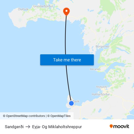 Sandgerði to Eyja- Og Miklaholtshreppur map
