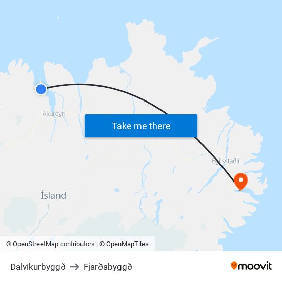 Dalvíkurbyggð to Fjarðabyggð map