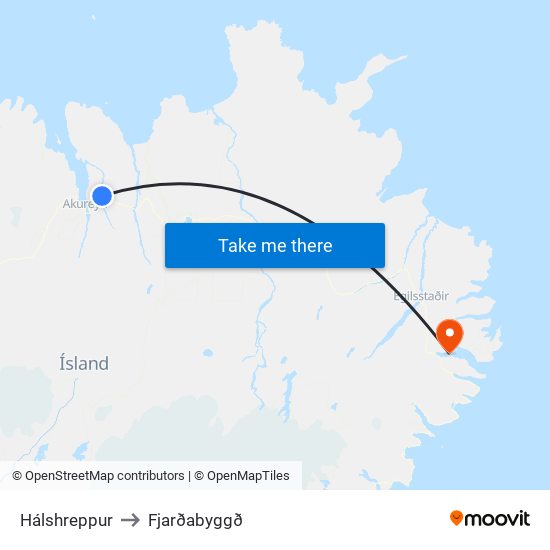 Hálshreppur to Fjarðabyggð map