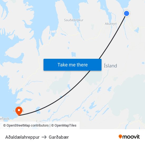 Aðaldælahreppur to Garðabær map