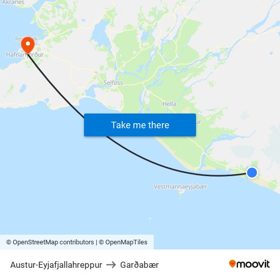 Austur-Eyjafjallahreppur to Garðabær map