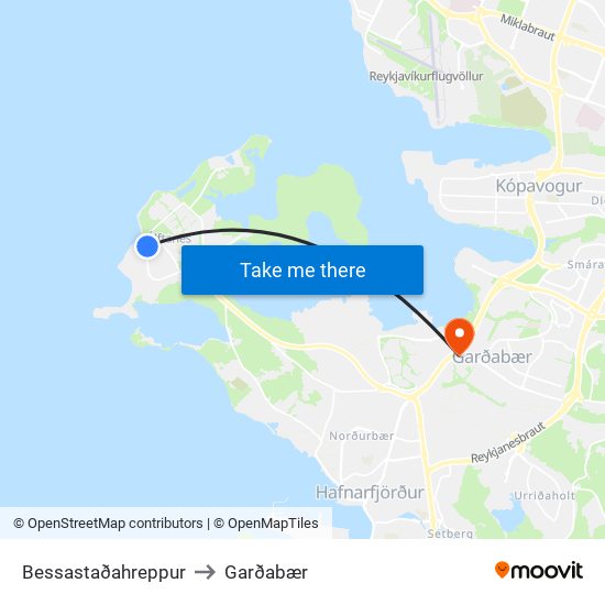 Bessastaðahreppur to Garðabær map