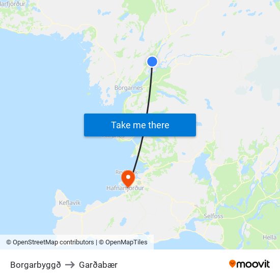Borgarbyggð to Garðabær map