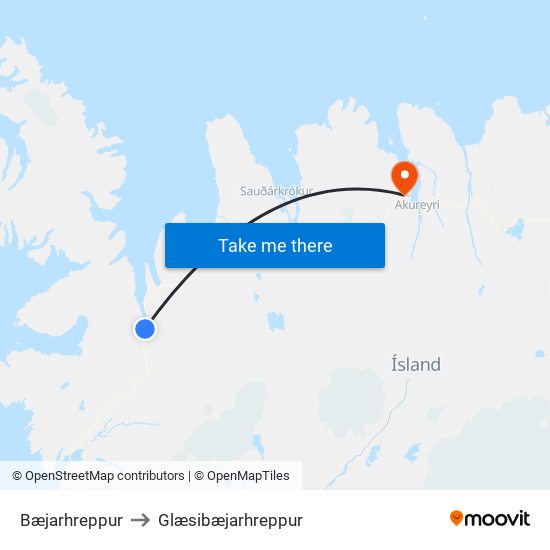 Bæjarhreppur to Glæsibæjarhreppur map