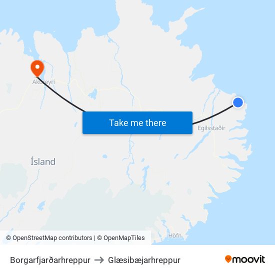 Borgarfjarðarhreppur to Glæsibæjarhreppur map