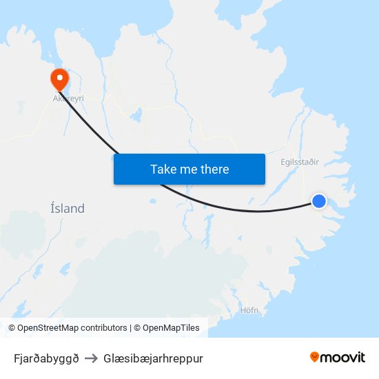 Fjarðabyggð to Glæsibæjarhreppur map