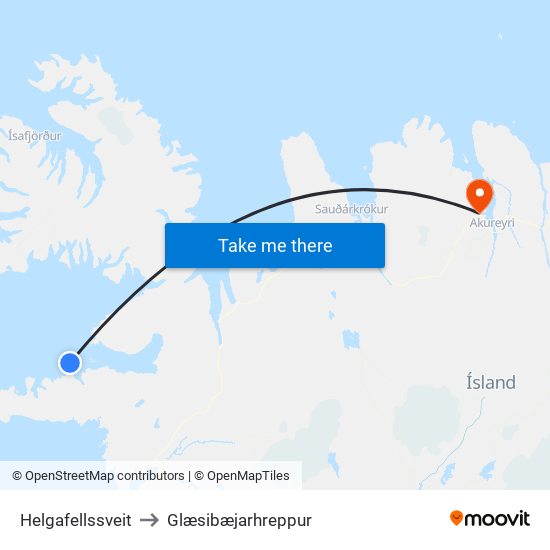 Helgafellssveit to Glæsibæjarhreppur map