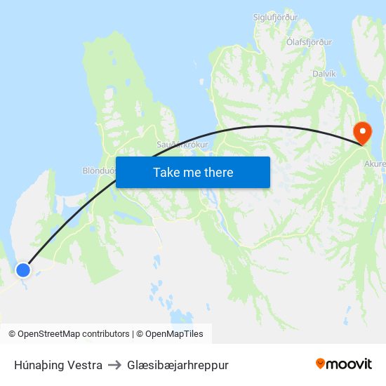 Húnaþing Vestra to Glæsibæjarhreppur map