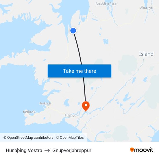 Húnaþing Vestra to Gnúpverjahreppur map