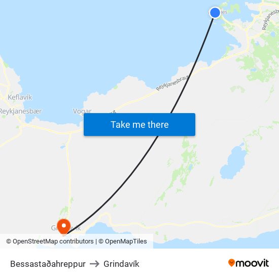 Bessastaðahreppur to Grindavík map