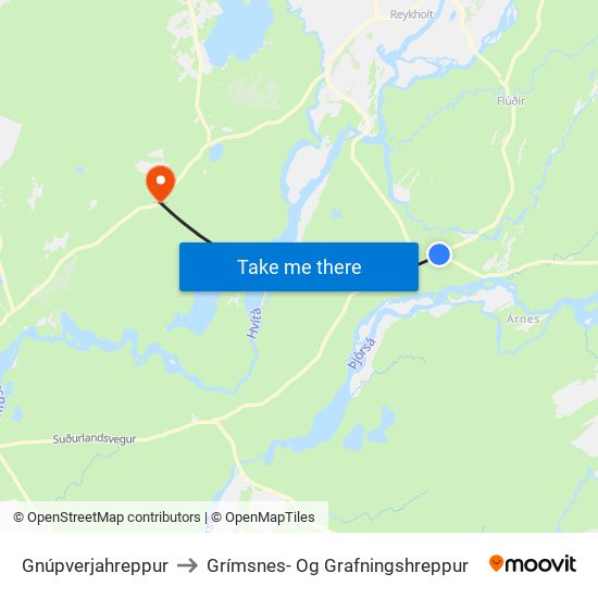 Gnúpverjahreppur to Grímsnes- Og Grafningshreppur map