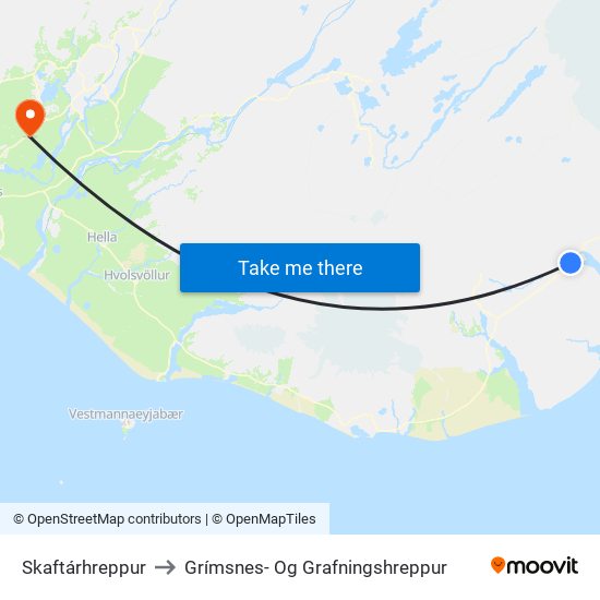 Skaftárhreppur to Grímsnes- Og Grafningshreppur map