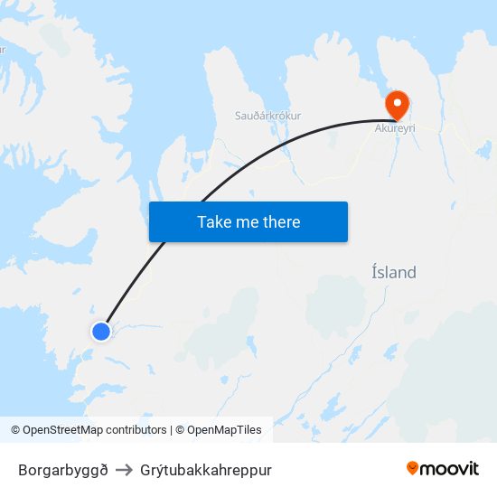 Borgarbyggð to Grýtubakkahreppur map