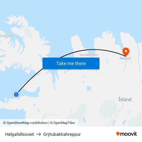 Helgafellssveit to Grýtubakkahreppur map