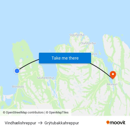 Vindhælishreppur to Grýtubakkahreppur map