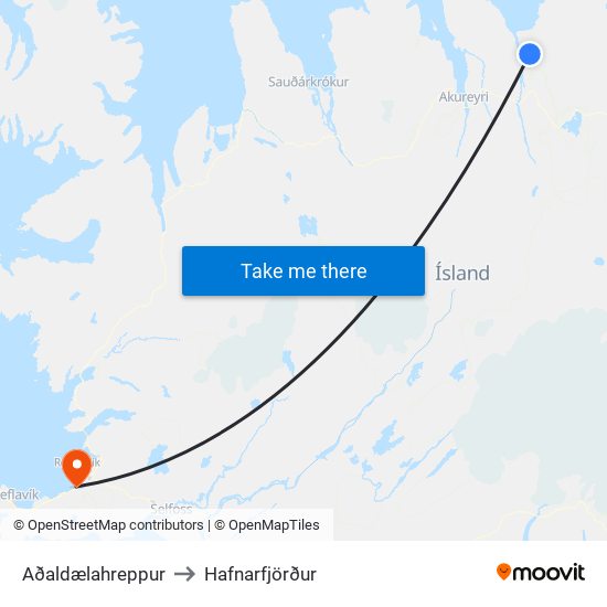 Aðaldælahreppur to Hafnarfjörður map