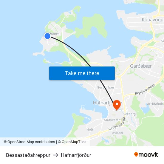 Bessastaðahreppur to Hafnarfjörður map