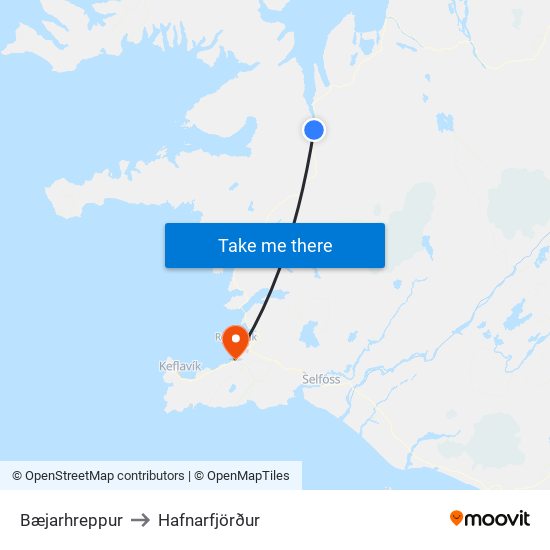 Bæjarhreppur to Hafnarfjörður map