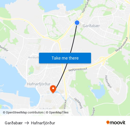 Garðabær to Hafnarfjörður map