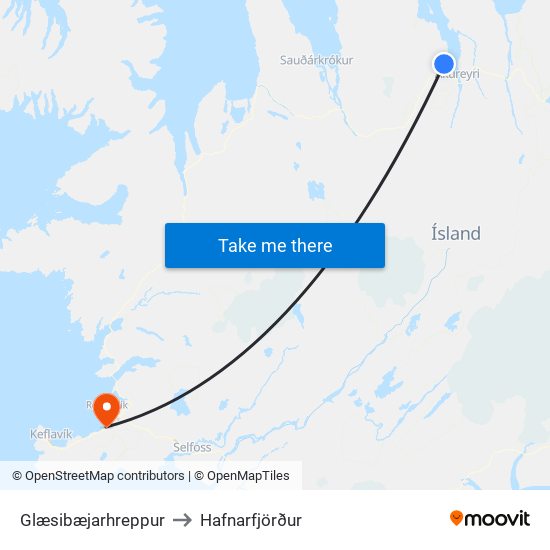 Glæsibæjarhreppur to Hafnarfjörður map